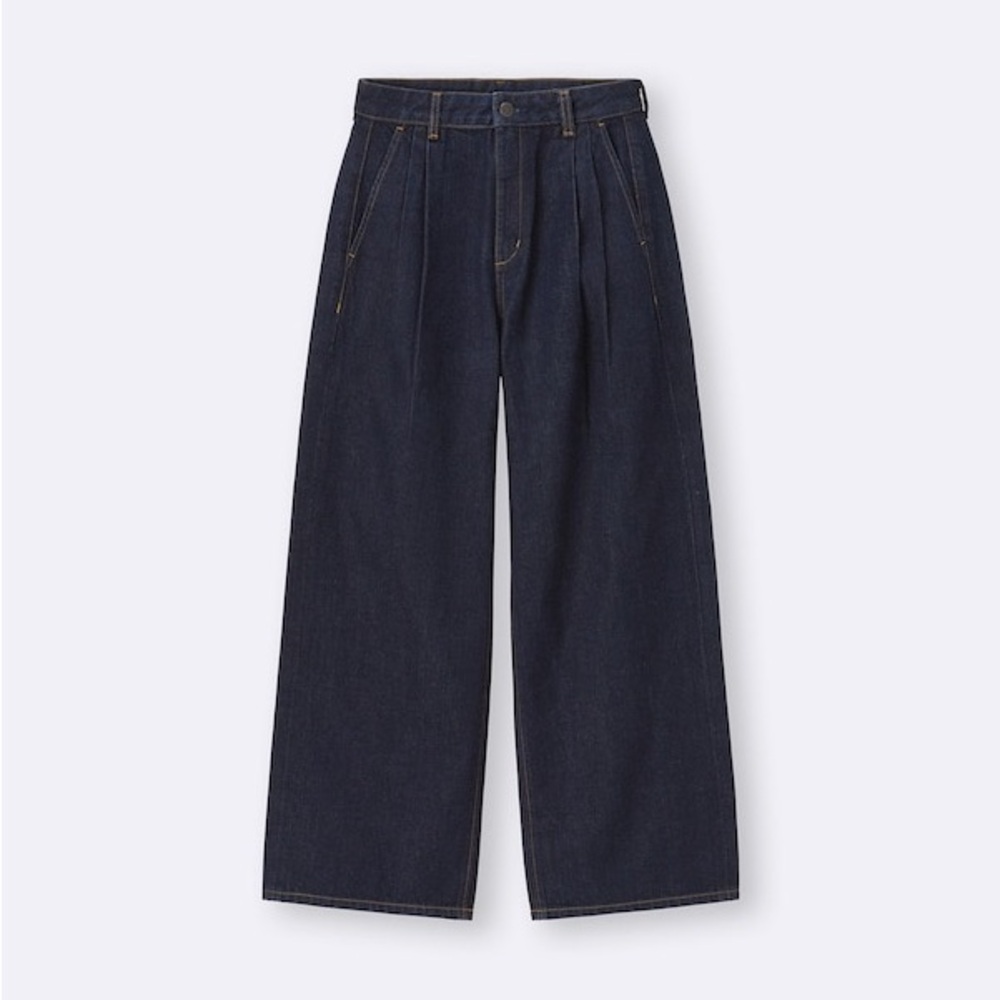 GU Denim Pleated Trousers